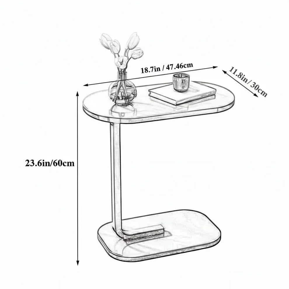 C-Shaped Wooden Side Table