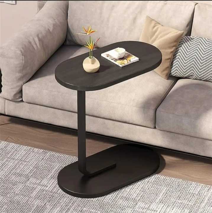 C-Shaped Wooden Side Table