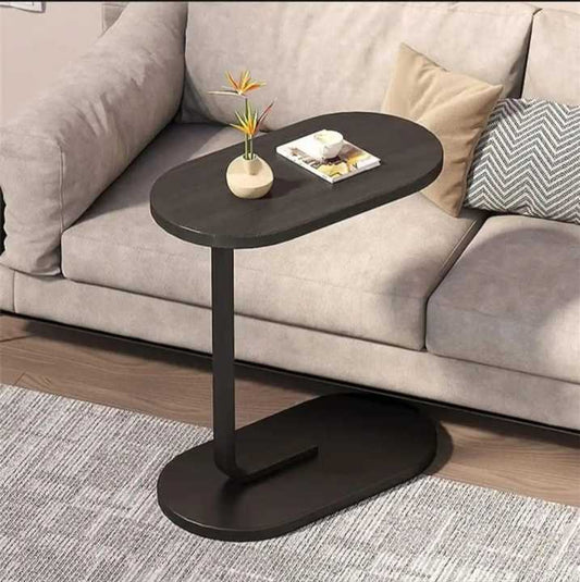 C-Shaped Wooden Side Table